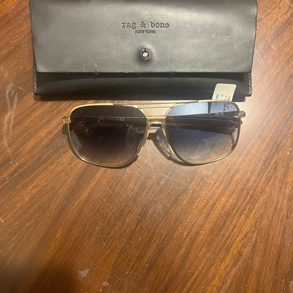 Rag & Bone Gold and Black Sunglasses NWT